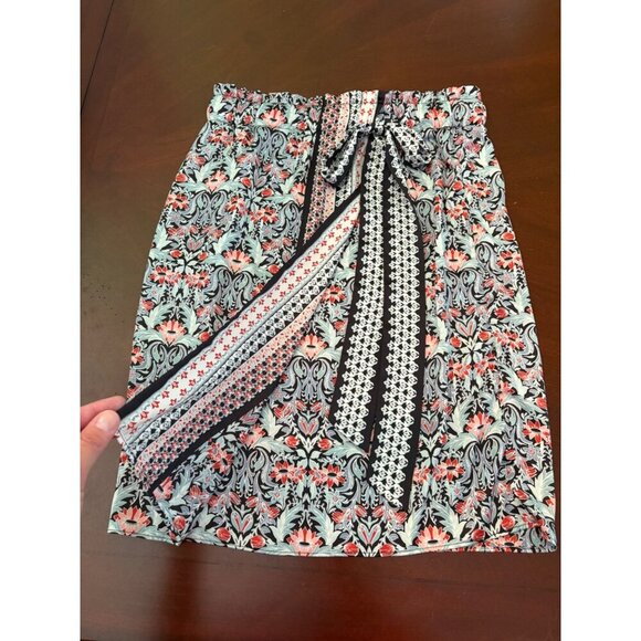Ann Taylor LOFT Multi-Color Boho Floral Faux Wrap Pull on Skirt Size Small - Picture 3 of 10